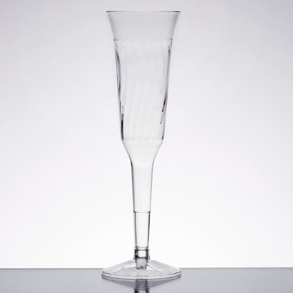 Fineline 5 oz. Clear Plastic 2 Piece Champagne Flute - 120/Case