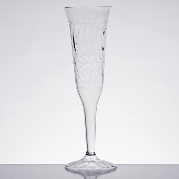 Fineline 5 oz. Clear Plastic 1 Piece Champagne Flute - 96/Case