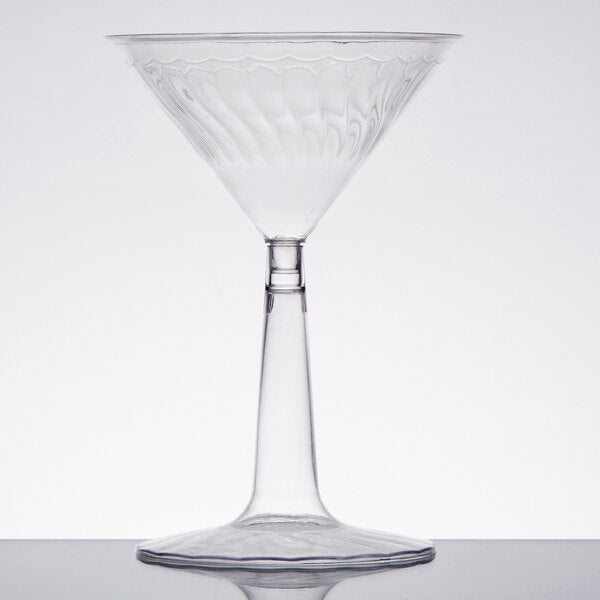 Fineline 6 oz. 2-Piece Plastic Martini with Clear Base - 144/Case