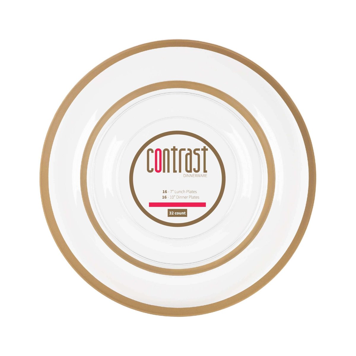 Contrast Clear & Gold Rim Plates Combo 7" + 10" (BST-3706)