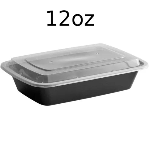 12 oz rectangular black microwavable container