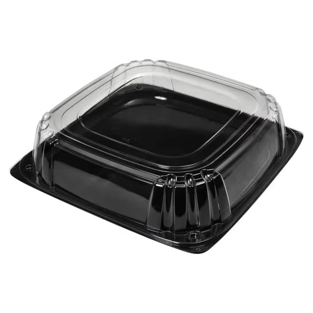Tray 16" Square 4.56" High Catering Combo Black Base with Lids - 25 per Case