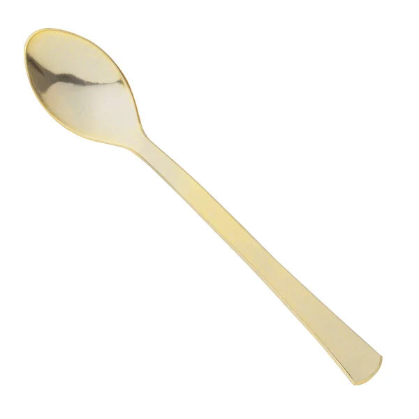 Fineline 4" Gold Look Plastic Tiny Tasting Spoon - 576/Case