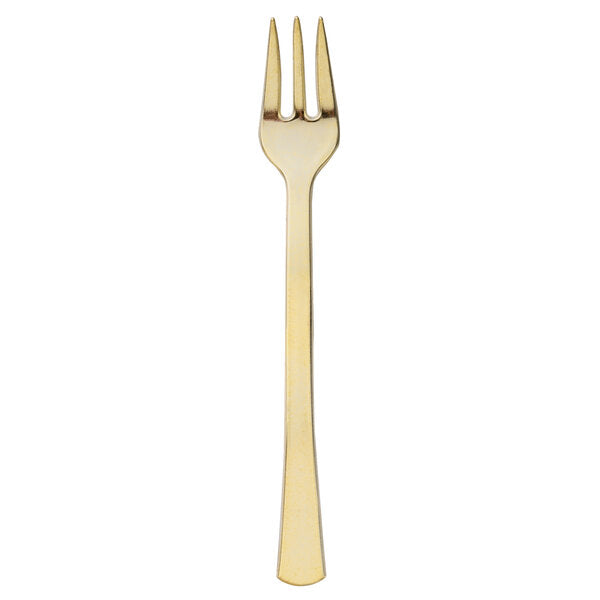 Fineline 4" Gold Look Plastic Tiny Tasting Fork - 576/Case