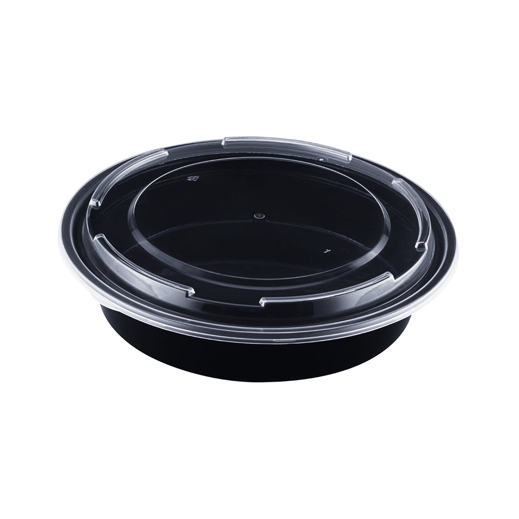 24 oz. Round Bowl w/ Lid, PP, Black/Clear (Item 17CPRB24)