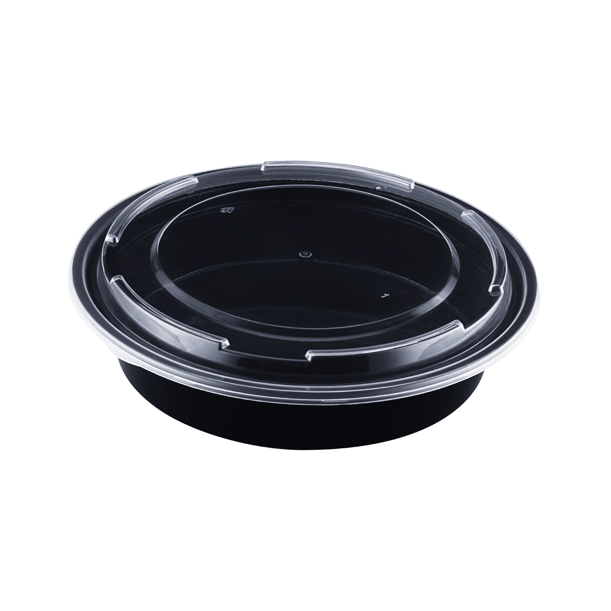 7" Microwaveable Black Container with Clear Lid 17CPRB24