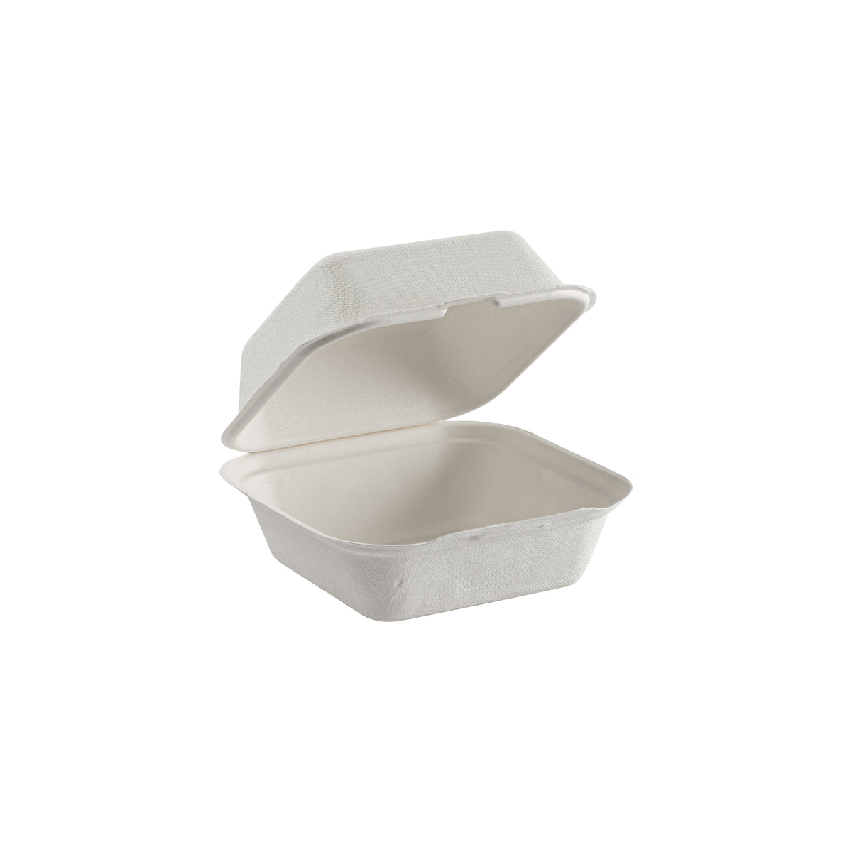 6" X 6" Hinged Container - PFAS Free, White — Case of 250 (Item 47B003NIA)