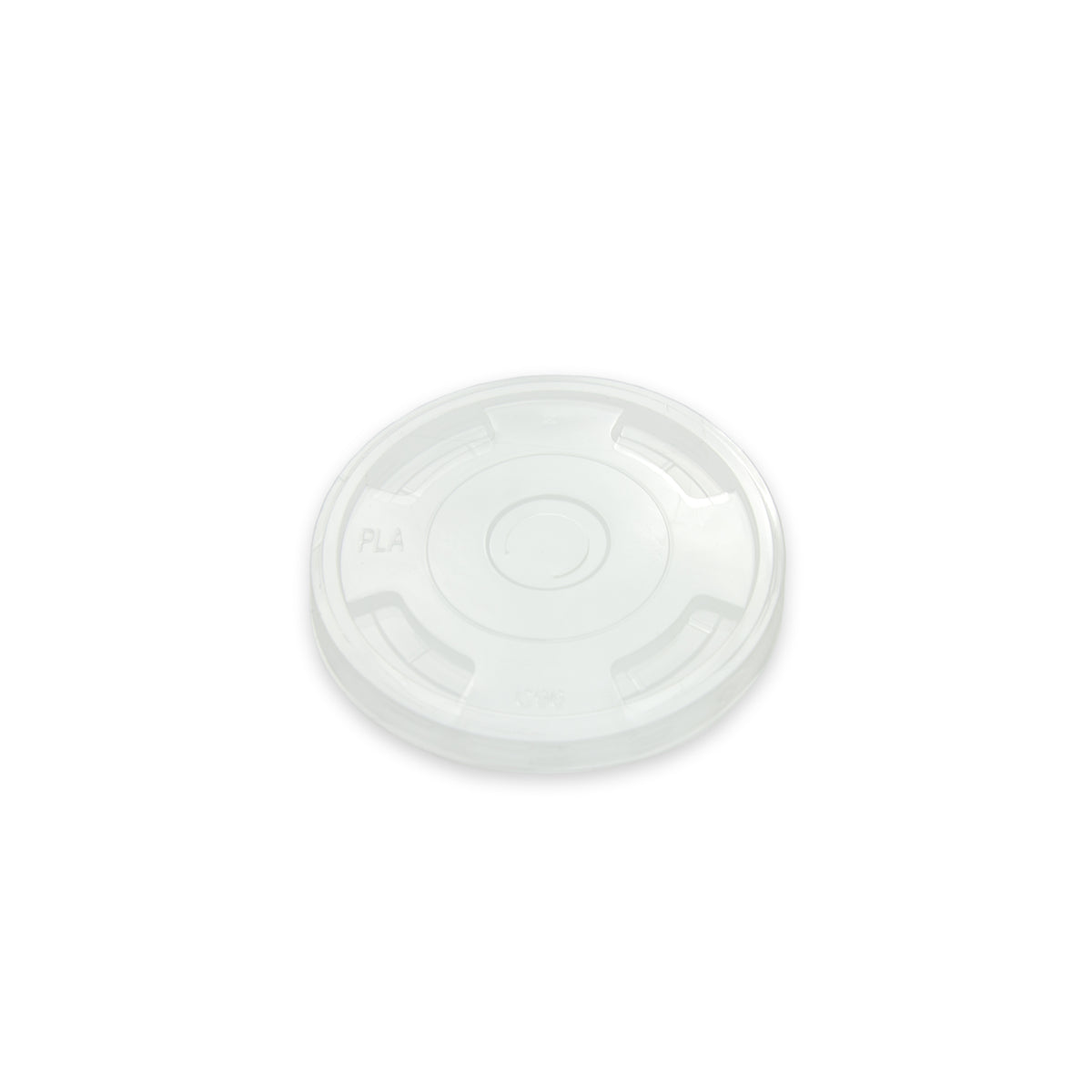 Fits 9-24 oz. PLA Flat Lid w/ C-Straw Hole (96 mm), Clear — Case of 1000 (Item 47PLAFL96)