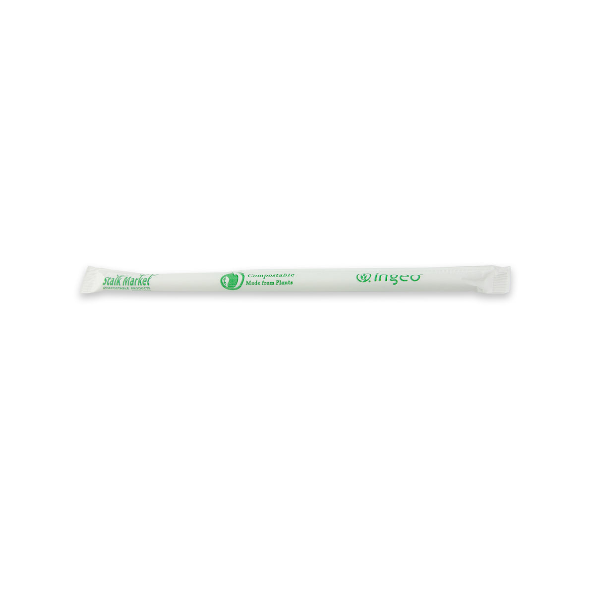 7.75" Giant PLA Straws, Individually Wrapped, Clear — Case of 2000 (Item 47PLAS8W.CL)