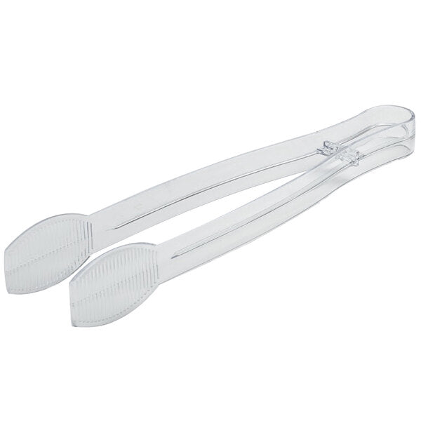 Fineline 9" White Disposable Ridged Plastic Tongs - 48/Case Black, Clear, White