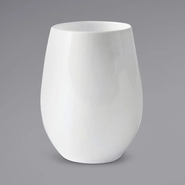 Fineline 12 oz. Stemless White Plastic Wine Glass - 48/Case