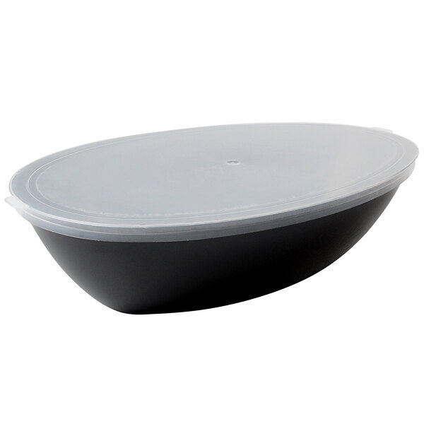 Fineline 12 1/2" x 7 3/4" Clear Polypropylene Flat Oval Bowl Lid - 50/Case