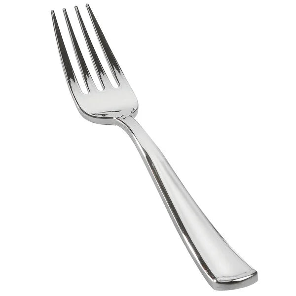 Fineline 7 1/2" Extra Heavy Weight Silver Plastic Fork - 600/Case