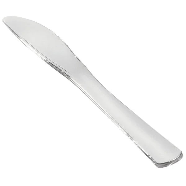 Fineline 8" Extra Heavy Weight Silver Plastic Knife - 600/Case