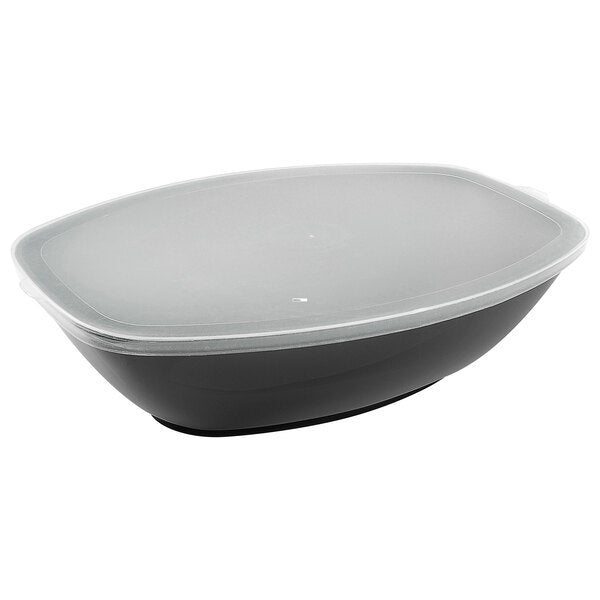 Fineline 12" x 7 1/2" Clear Polypropylene Flat Oval Bowl Lid - 50/Case