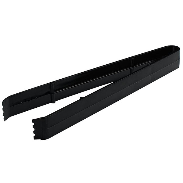 Fineline 9" Black Disposable Serrated Plastic Tongs - 100/Case