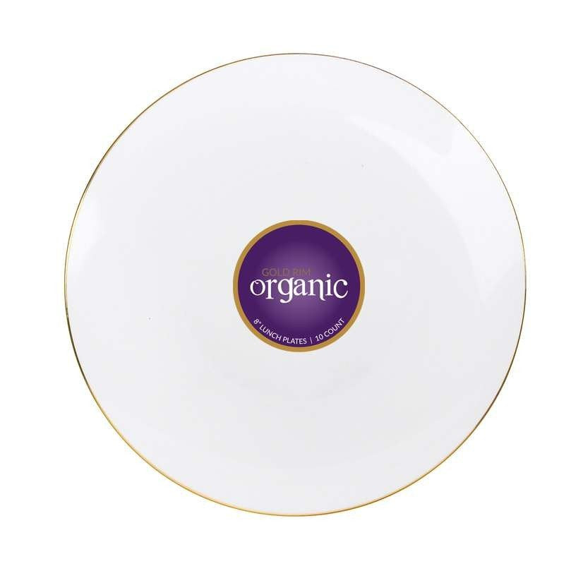 Organic Plates - 7.5" White/Gold Rim (BST-2814)
