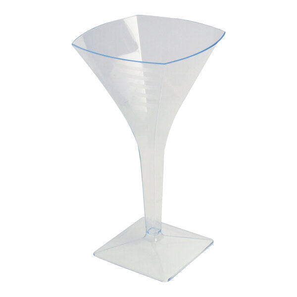 Finelin 8 oz. Square Clear Plastic Martini Glass - 72/Case