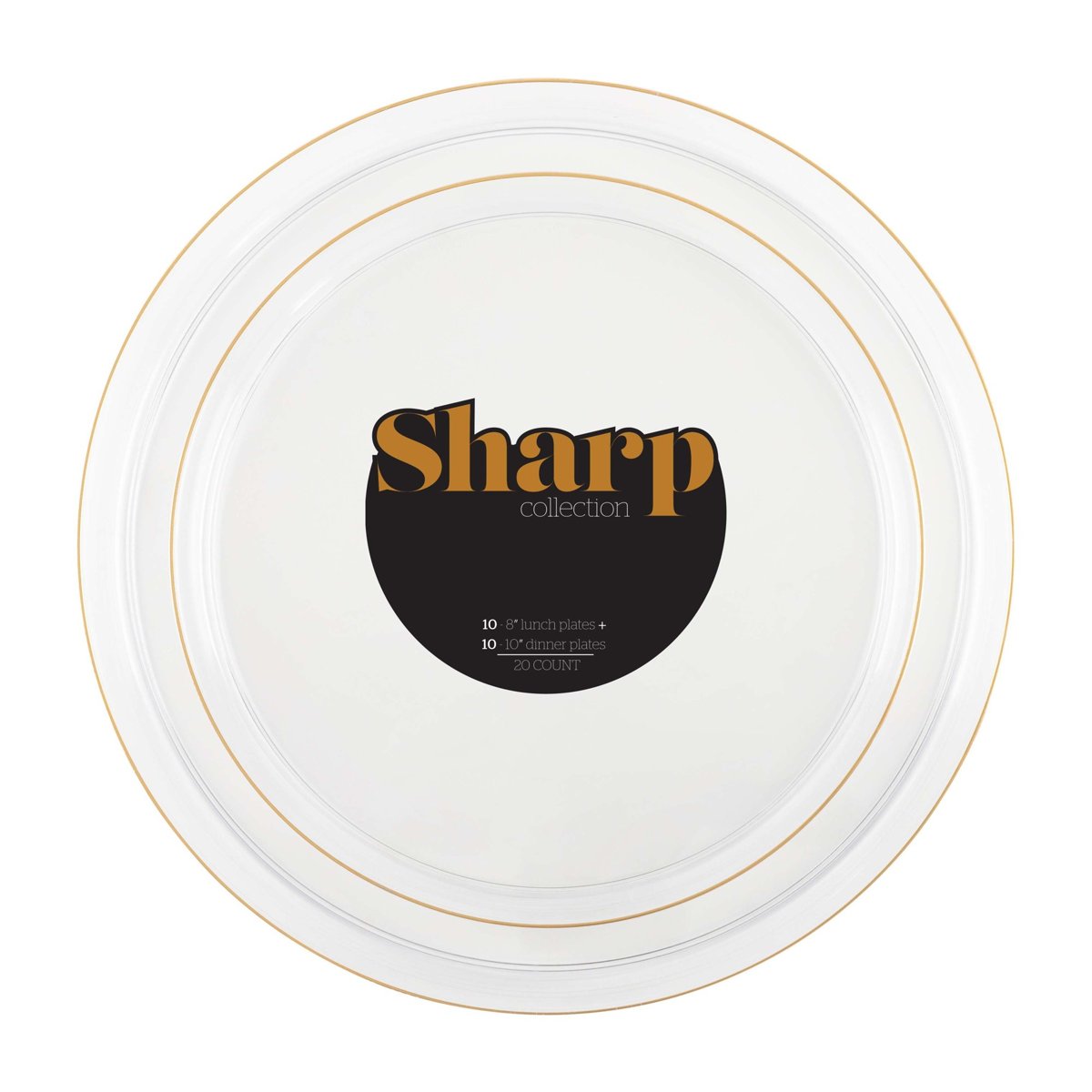 Sharp Gold Rim Plates Combo 8" + 10" - Clear (BST-4524)