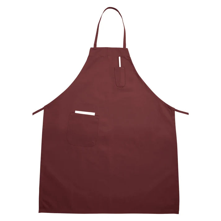 Apron Full Length Bib Apron with Pocket Select White, Black, Blue, Burgundy, Green Winco