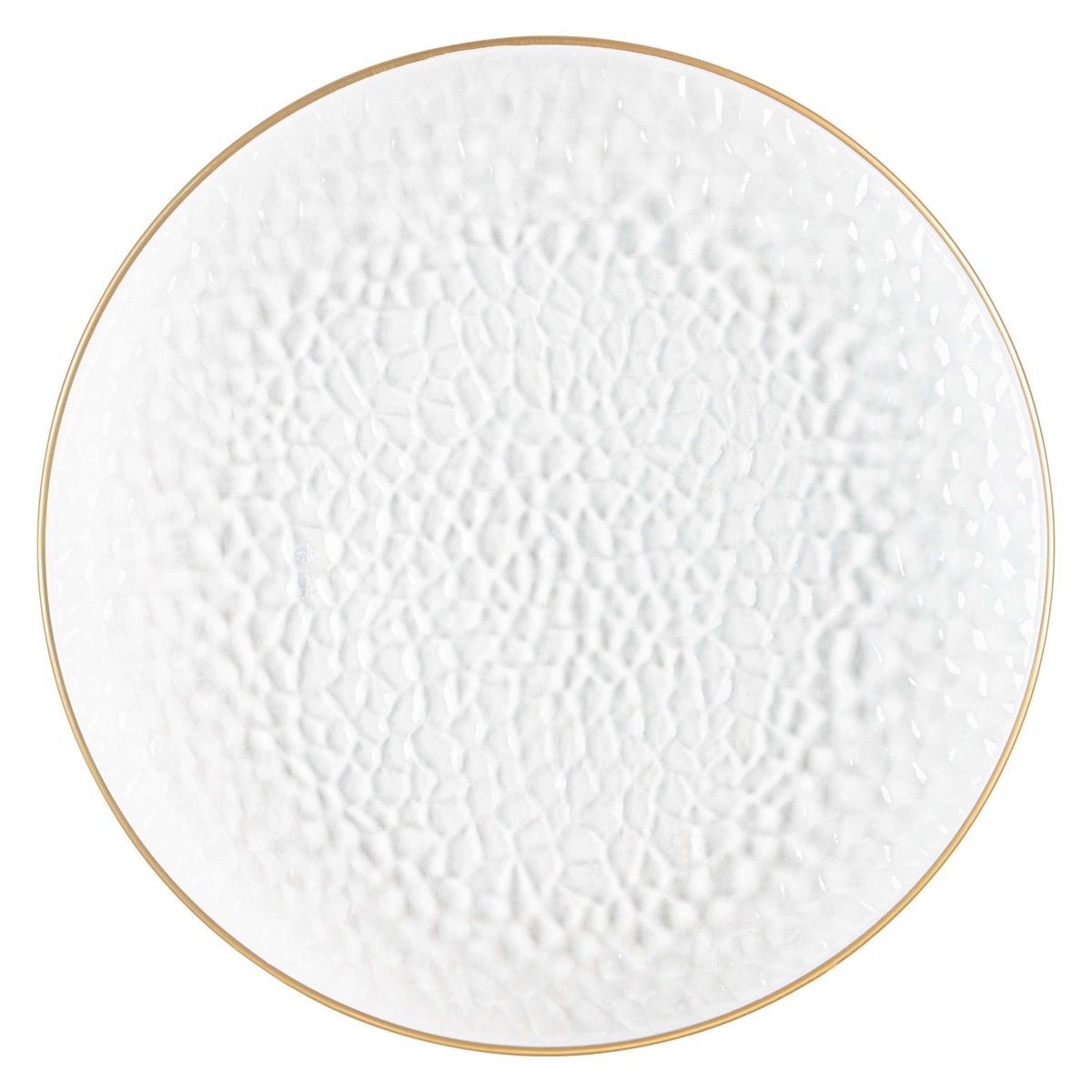 13" Hammered Charger Plates, Gold Rim - Clear (BST-3908)
