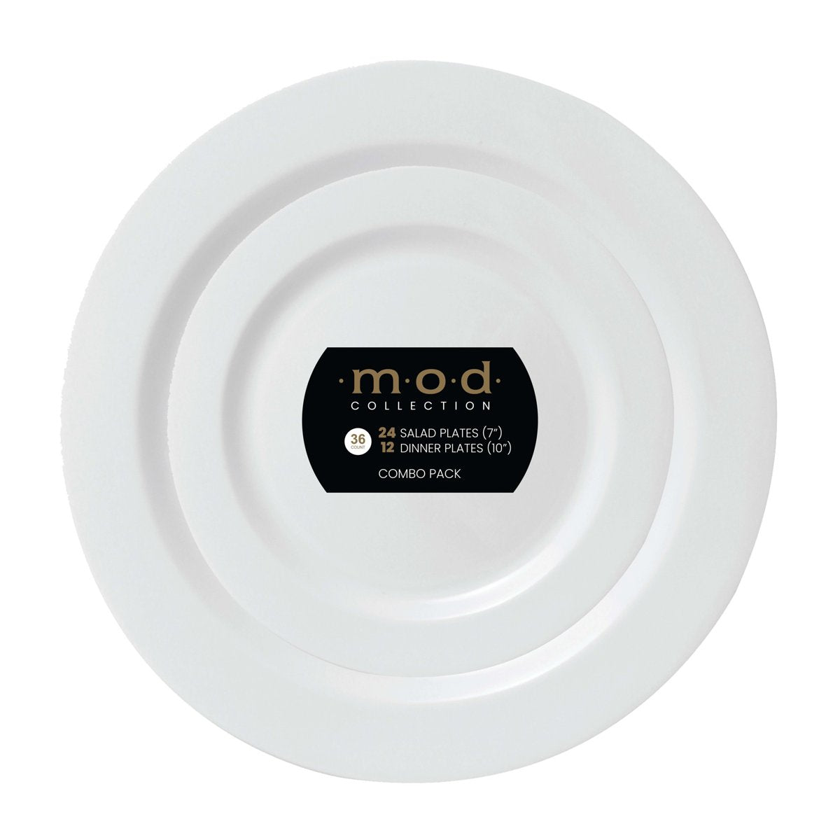 Mod Round White Plates Combo (24 7.5" + 12 10.25") (BST-4124)