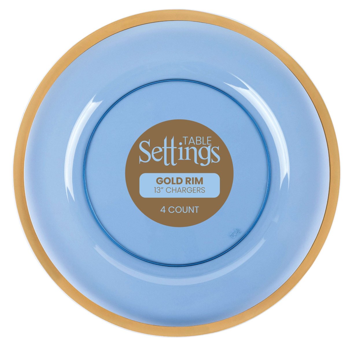 13" Charger Plates - Blue/Gold Rim (BST-3724)