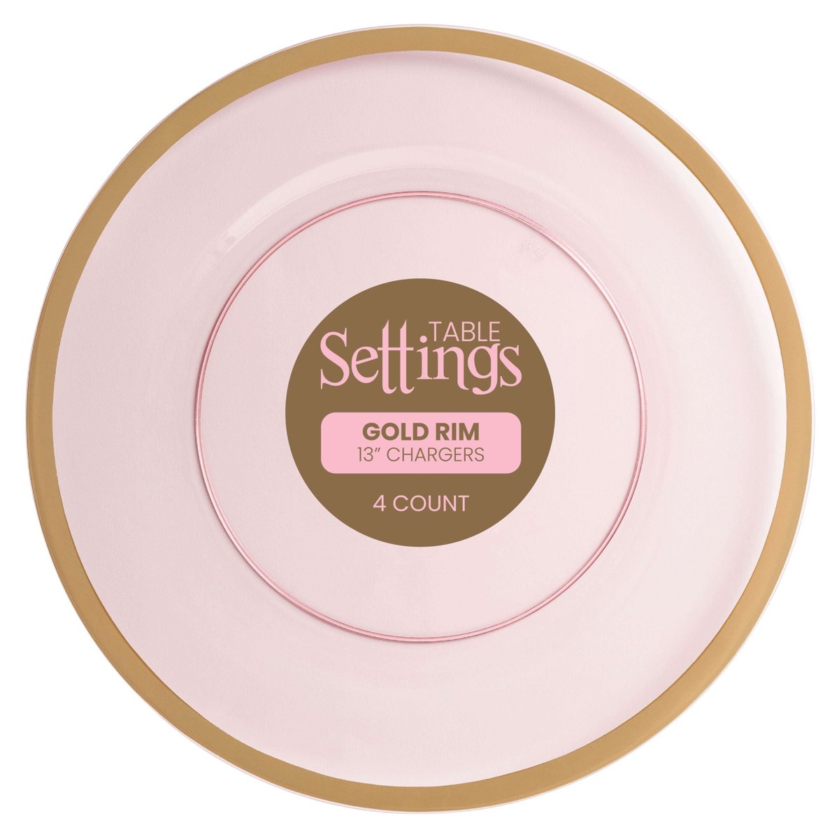 13" Charger Plates - Pink/Gold Rim (BST-3723)