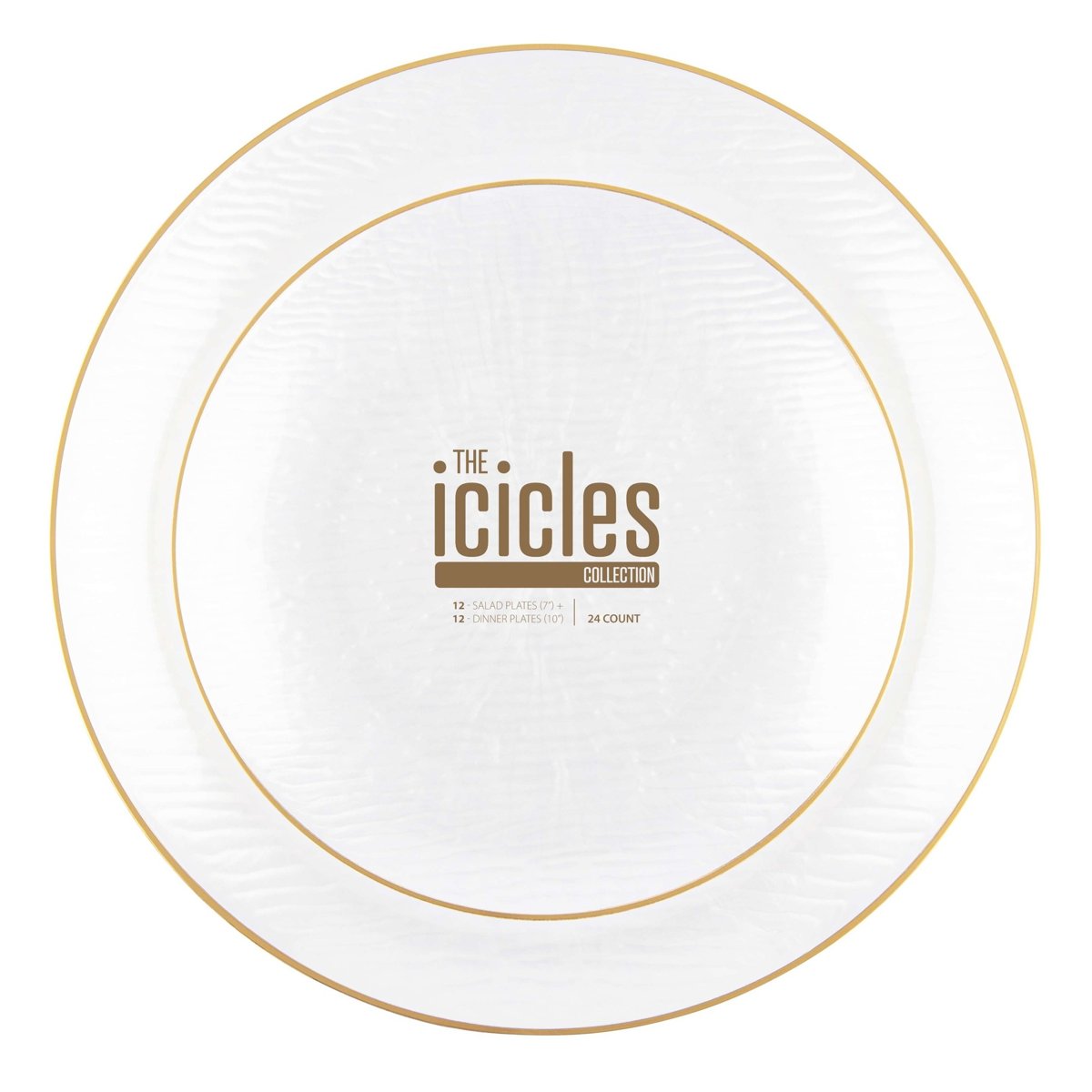 Icicles Gold Rim Plates Combo 7" + 10" - Pearl (BST-4567)