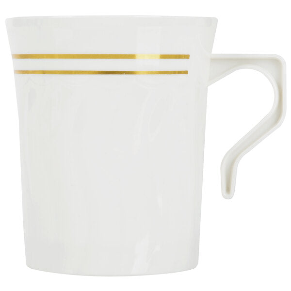Fineline 8 oz. Plastic Coffee Mug Select Color Bone White Silver- 120/Case