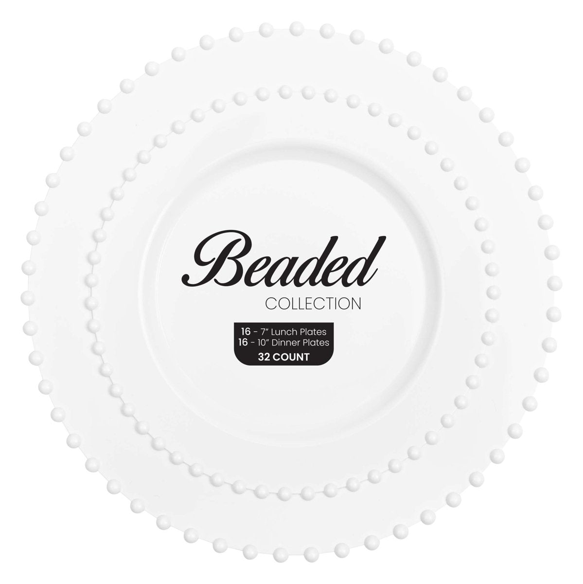 Beaded Collection Plates Combo 7" + 10" - White (BST-4394)