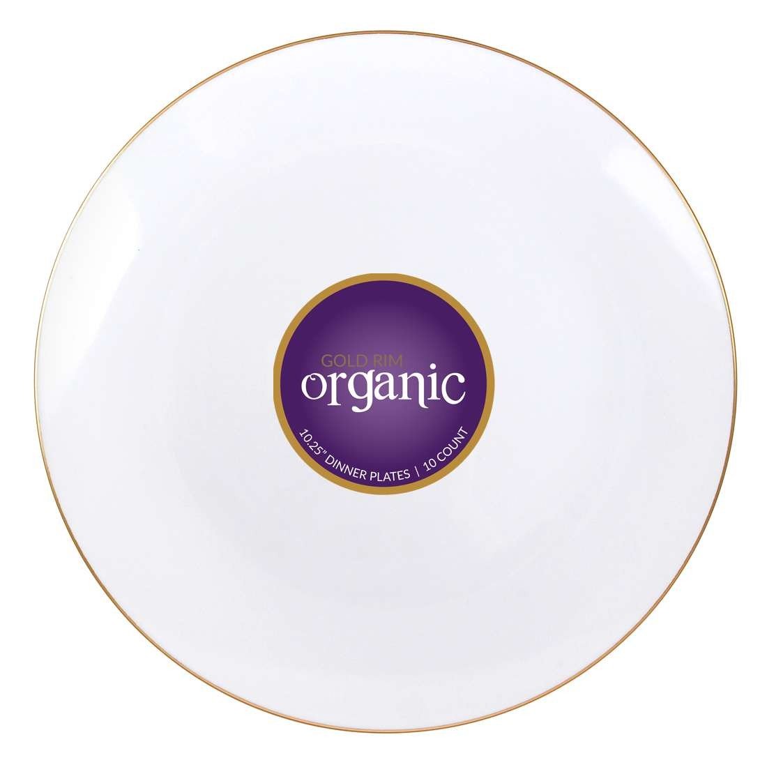 Organic Plates - 10" White/Gold Rim (BST-2815)