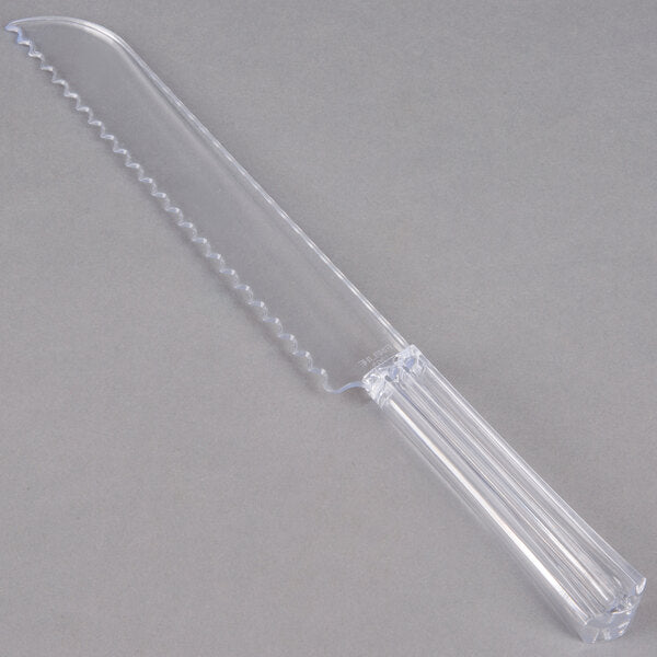 Fineline 11 1/2" Clear Plastic Bread Knife - 48/Case Black, Clear, White