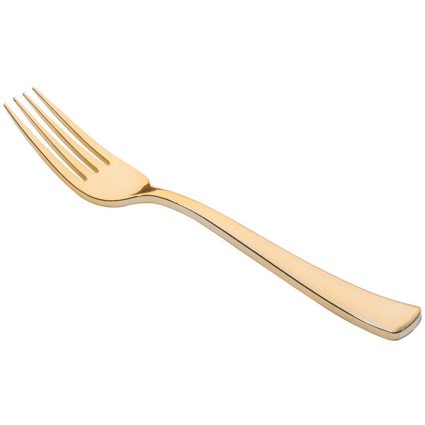 Fineline 7 1/4" Gold Look Extra Heavy Weight Plastic Fork - 400/Case