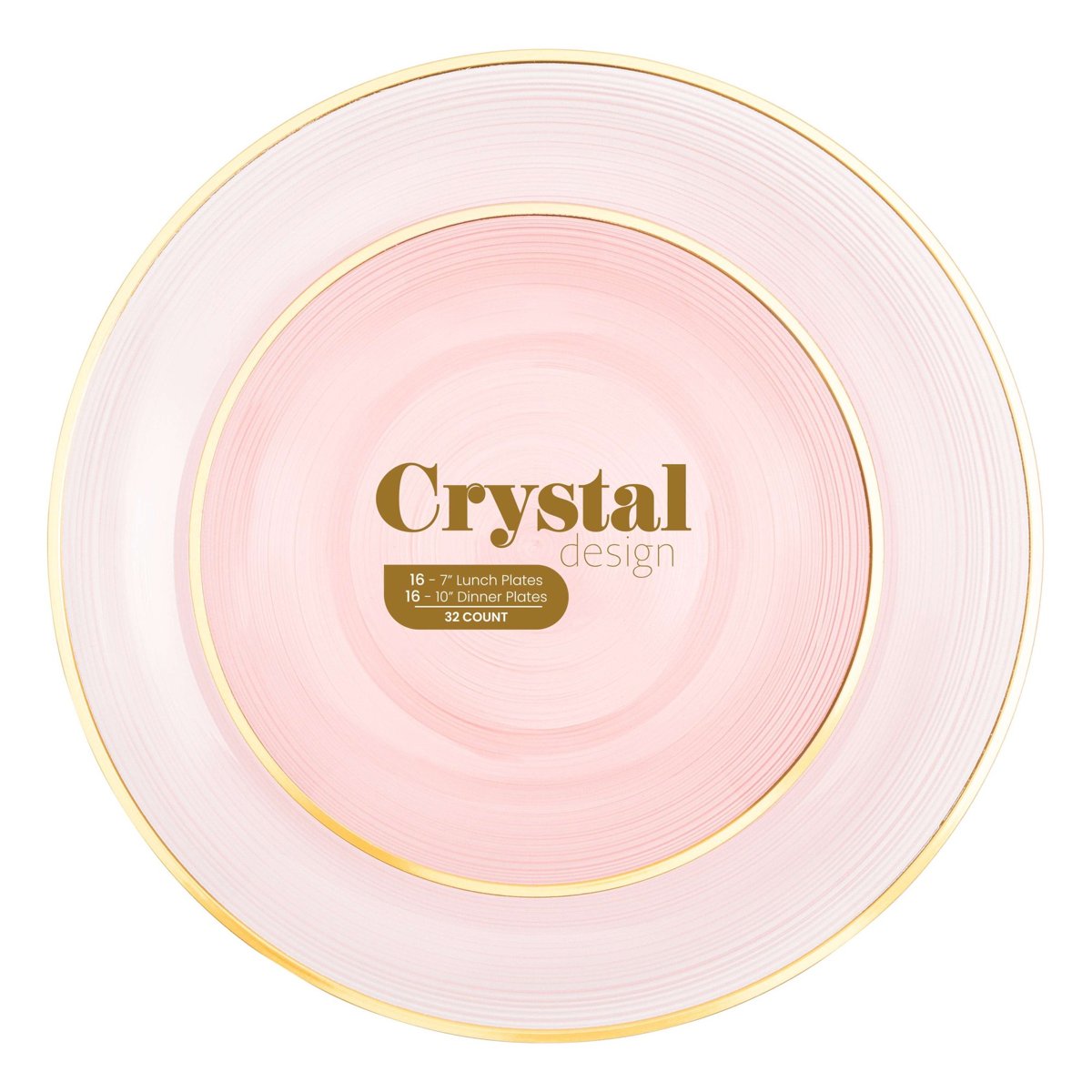 Crystal Design Gold Rim Plates Combo 7" + 10" - Pink (BST-4386)