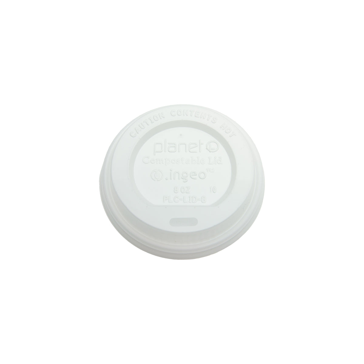 Hot Cup Lid Fits 8 oz. (80 mm), CPLA, White — Case of 1000 (Item 47PLCLID80)