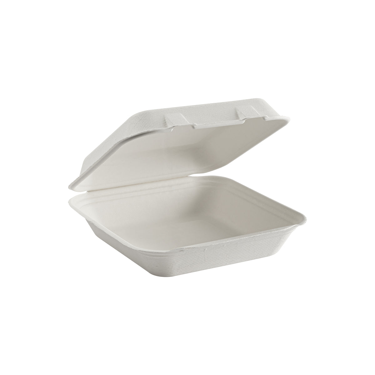 8" X 8" Hinged Container - PFAS Free, White — Case of 200 (Item 47ESB08NIA)