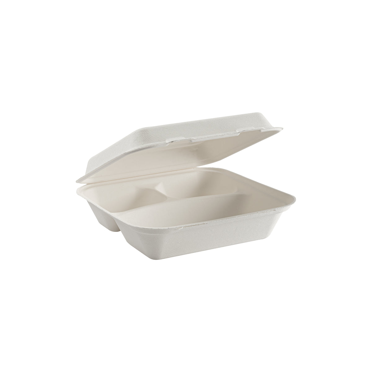 9" X 9" - 3 Section Hinged Container - PFAS Free, White — Case of 200 (Item 47ESB093NIA)