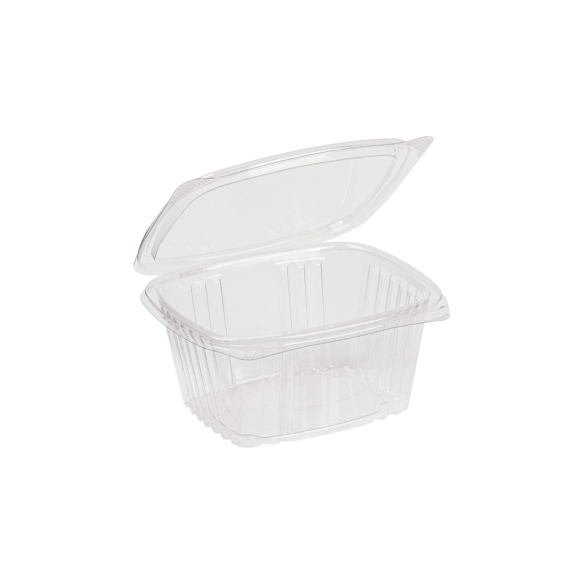 5.5" X 4.9" 16 oz. Hinged Deli Container, PLA, Clear — Case of 300 (Item 47PLAKD16)