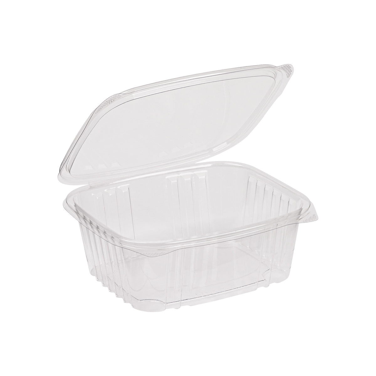 7" X 6.25" 32 oz. Hinged Deli Container, PLA, Clear — Case of 200 (Item 47PLAKD32)