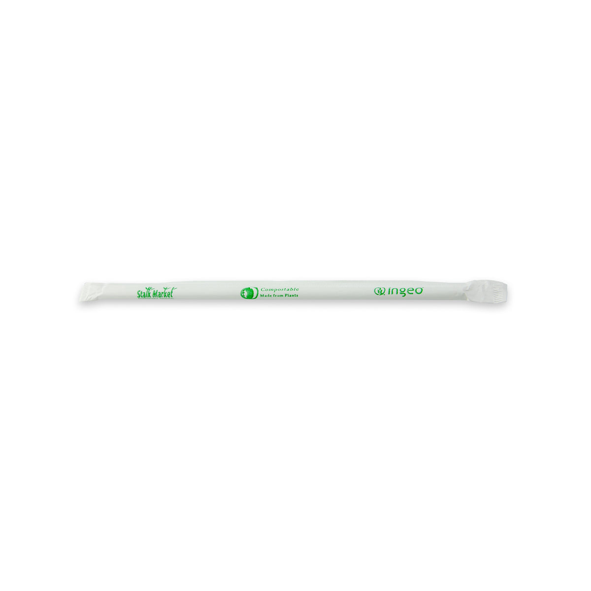 7.75" Jumbo PLA Straws, Individually Wrapped, Clear — Case of 4800 (Item 47PLAS6W.CL)