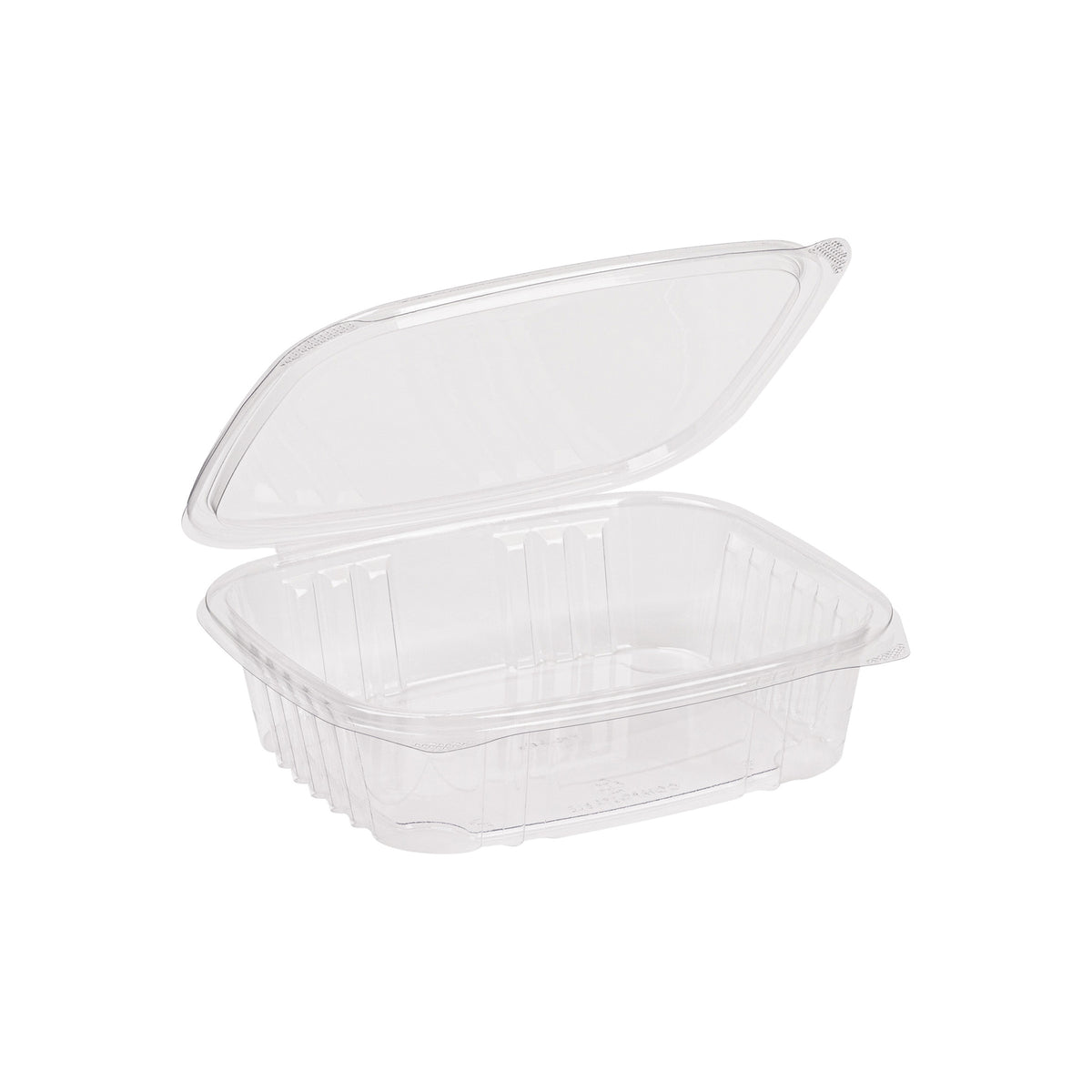 7" X 6.25" 24 oz. Hinged Deli Container, PLA, Clear — Case of 200 (Item 47PLAKD24)