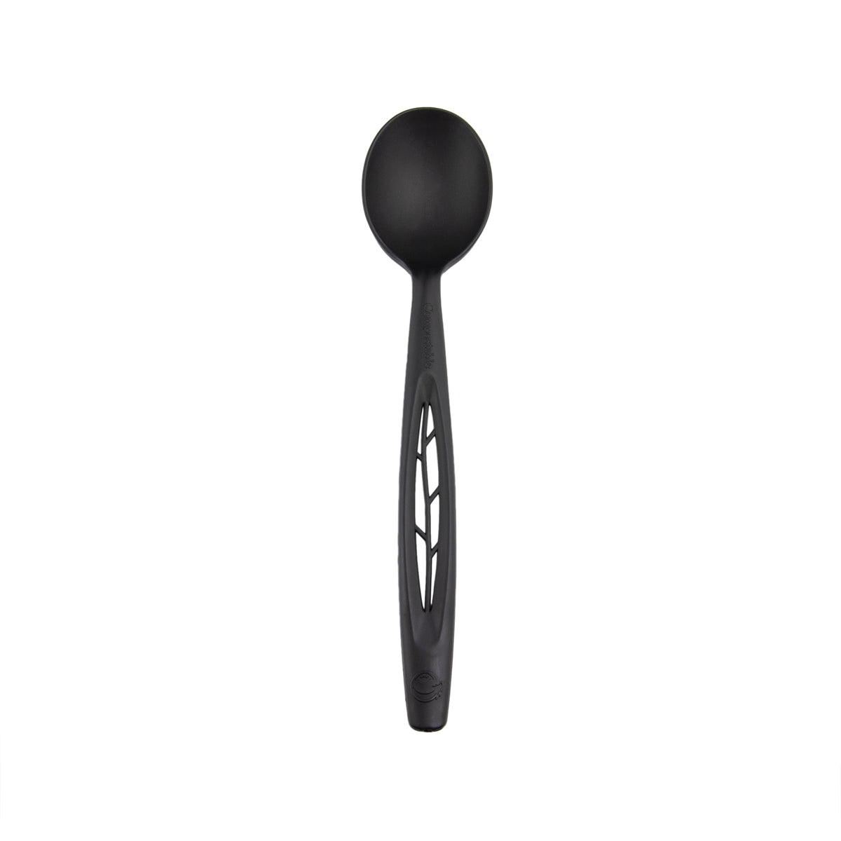 6.5" Spoon Leaf Style, CPLA, Black — Case of 1000 (Item 47CPLA003.BK)