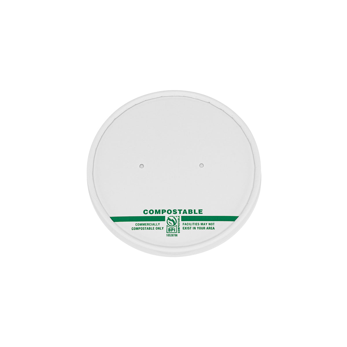 Food Container PLA Lined Lid Fits 8 oz. (90 mm), Paper, White — Case of 500 (Item 47PAPLID90)