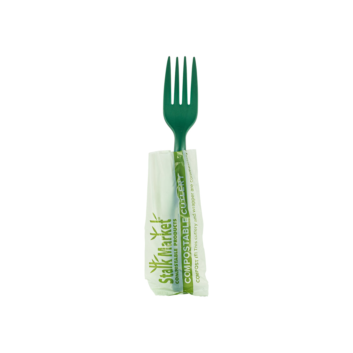 Wrapped 6.5" Fork Leaf Style, CPLA, Green — Case of 750 (Item 47CPLA002INV.GRN)