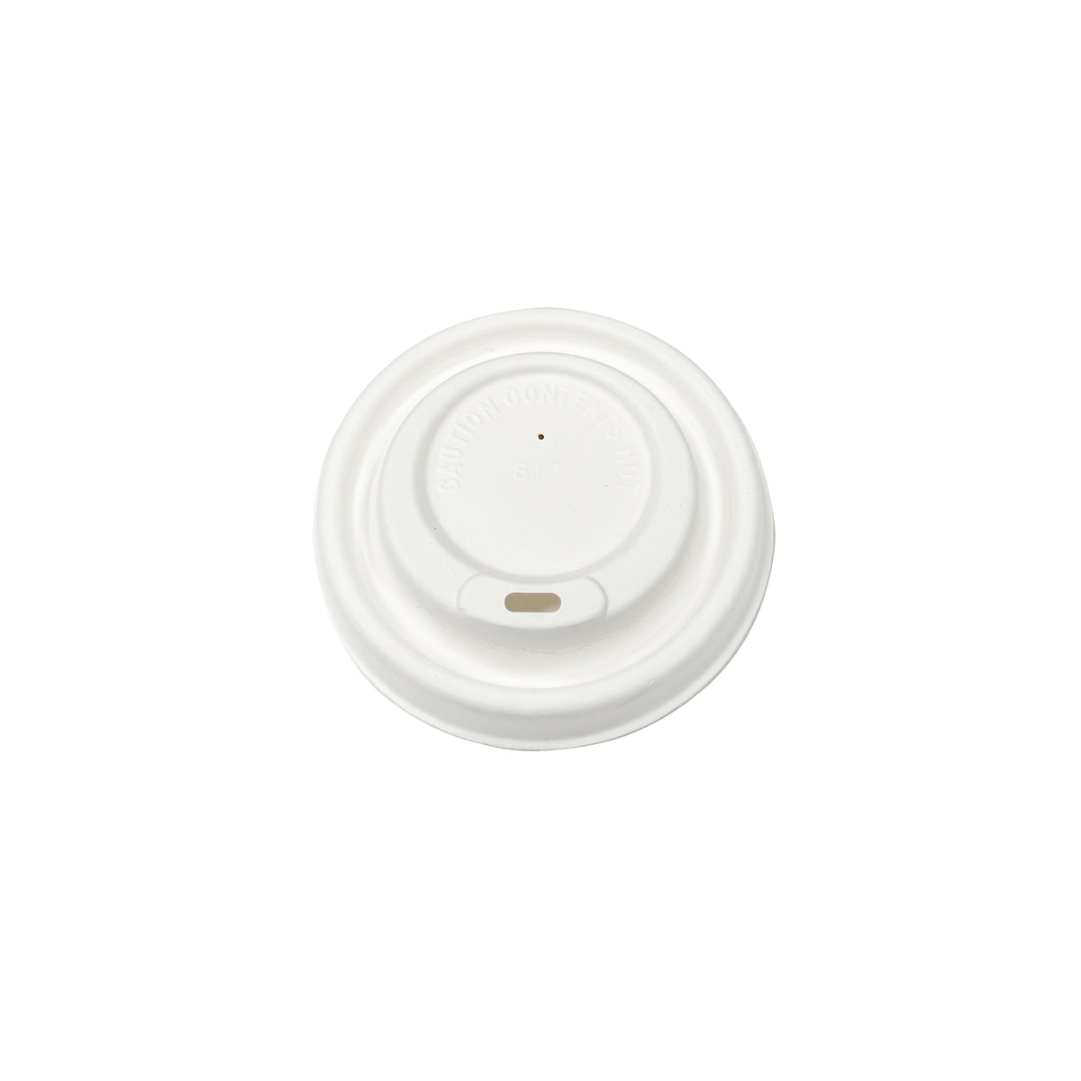 Hot Cup Lid Fits 10-20 oz. (90 mm), Bagasse, White — Case of 1000 (Item 47FBLID90)