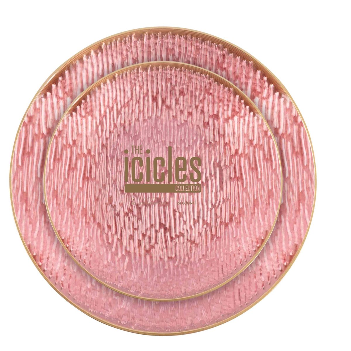 Icicles Gold Rim Plates Combo 7" + 10" - Pink (BST-4568)
