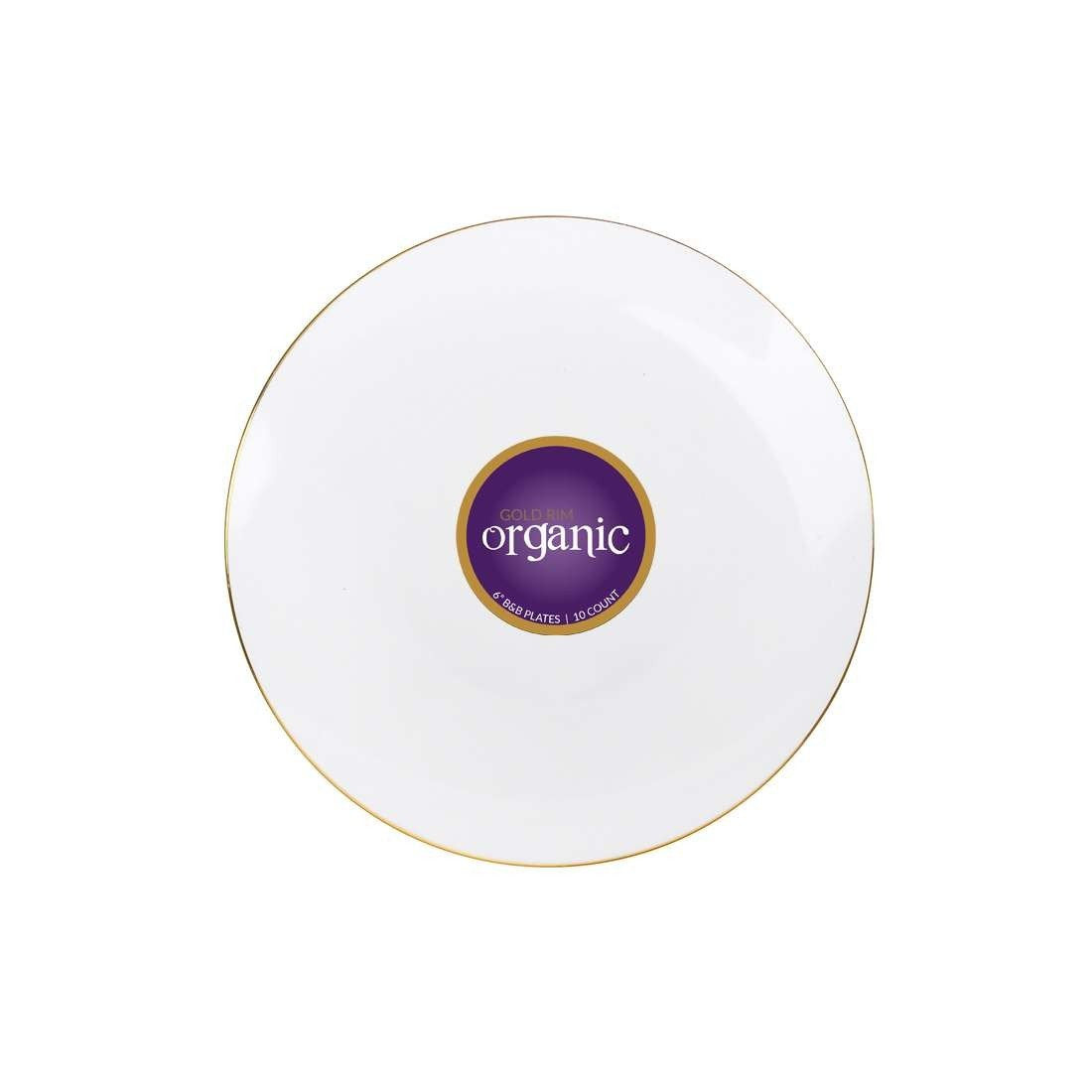 Organic Plates - 6" White/Gold Rim (BST-2813)