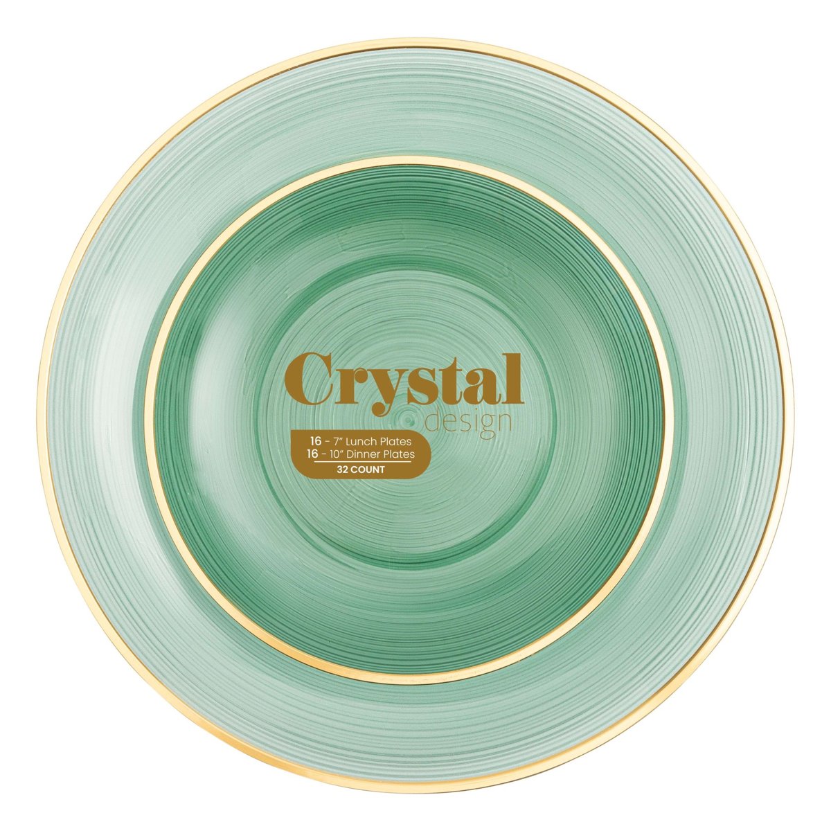 Crystal Design Gold Rim Plates Combo 7" + 10" - Green (BST-4388)