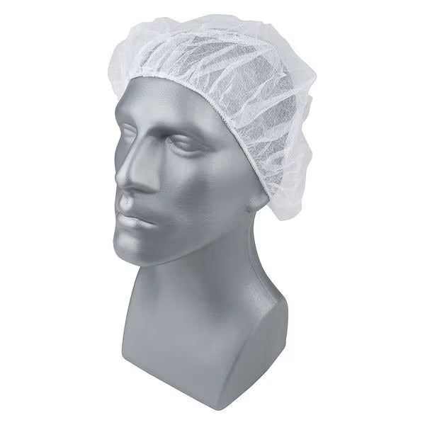 24" White Disposable Polypropylene Bouffant Cap